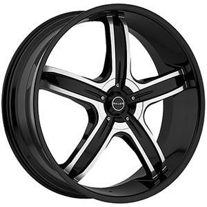 Akuza 844 Lever Gloss Black with Machined Face 26 X 9.5 Inch Wheel