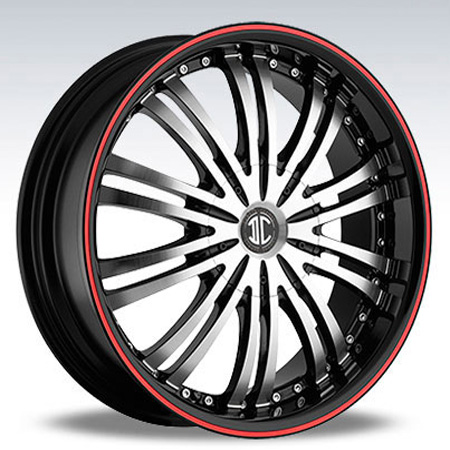 Crave Number 1 Black Machined with Red Stripe - 22 Inch Wheels