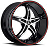 Crave Number 14 Gloss Black with Red Stripe 22 X 8.5 Inch Wheels