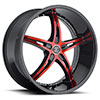 Crave Number 14 Black with Red Face and Black Lip 18 X 7.5 Inch Wheels