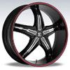 Crave Number 5 Black Chrome Insert Red Stripe - 17 Inch Wheels
