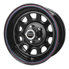 American Racing  AR767 15X7 Gloss Black Steel With Red And Blue Stripe