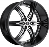Black Diamond Number 16 22X9.5 Black with Chrome Solid inserts