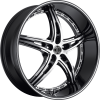 Black Diamond Number 25 24X9 Glossy Black with Chrome Inserts and Machined Stripe