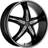 Black Diamond Number 5 17X7.5 Satin Black with Machined Stripe and Chrome Inserts B
