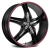 Fiero Number 15 22X9.5 Gloss Black with Red Stripe