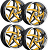 Hipnotic C-Note-BLACK with Yellow Inserts 18 x 7.5 Inch Wheel Set of Four