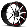Ruff Racing R353 17X7.5 Gloss Black with Machined Face and Red Pin Stripe