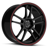 Ruff Racing R354 15X7 Gloss Black with Red Pin Stripe