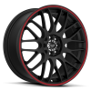 Ruff Racing R355 15X7 Flat Black with Red Pinstripe