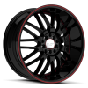 Ruff Racing R951 17X7.5 Gloss Black with Red Pin Stripe
