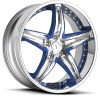 Status  S837 Haze 22X9 Chrome with Blue Inserts