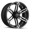 Tuff T-01 15X8 Flat Black with Mach Face & Flange & Chrome Inserts