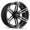 Tuff T-01 17X8 Flat Black with Mach Face & Flange & Chrome Inserts