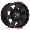 Tuff T-02 16X8 Flat Black with Red Inserts