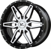 V-Rock Axial 20X9 Gloss Black Paint with Machined Spoke Hub