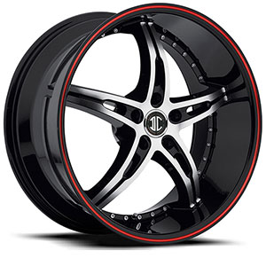 Crave Number 14 Gloss Black with Red Stripe 18 X 7.5 Inch Wheels