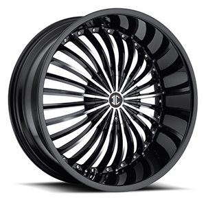 Crave Number 19 Gloss Black Machined Face with Black Lip 22 X 9.5 Inch Wheels