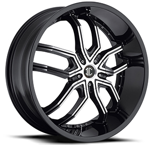 Crave Number 20 Gloss Black Machined Face with Black Lip 22 X 8.5 Inch Wheels
