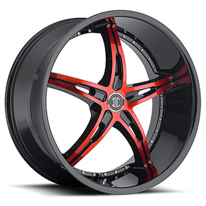 Crave Number 14 Black with Red Face and Black Lip 20 X 10 Inch Wheels
