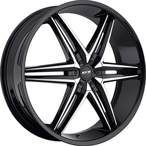 MKW Type 106 Gloss Black Machined Face 17 X 7.5 Inch Wheel