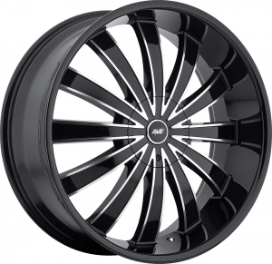 Avenue A610 18X7.5 Gloss Black Machined Face Black Lip