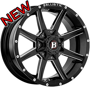 Ballistic Razor Back 956 Gloss Black 17 X 9 Inch Wheel