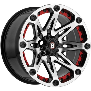 Ballistic Jester 814 22X9 Gloss Black Machined With Red Insert