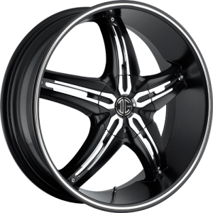 Black Diamond Number 5 18X7.5 Satin Black with Machined Stripe and Chrome Inserts A