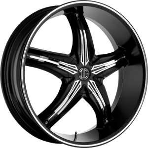 Black Diamond Number 5 20X8 Satin Black with Machined Stripe and Chrome Inserts B