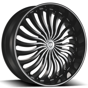 Borghini B24 20X8.5 Black Machined with Machined Lip & Alum Cap