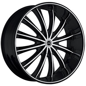 Strada Corona Black with Machined Face 22 X 8 Inch Wheels