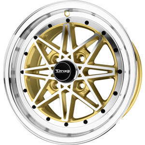 Drag DR 20 Gold Machined Face 16 X 7 Inch Wheels