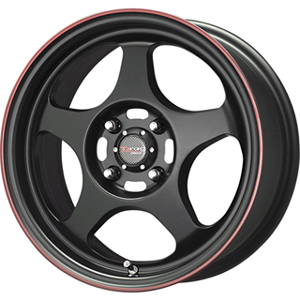 Drag DR 23 Flat Black w Red Stripe 15 X 6.5 Inch Wheels
