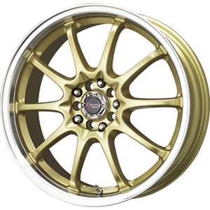 Drag DR 9 Gold Machined Lip 15 X 6.5 Inch Wheels