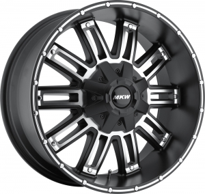 MKW M80 17X9 Satin Black Machined Face Black Lip Machined Groove on Flange