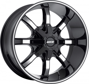 MKW M81 20X9.5 Gloss Black Machined Face Black Lip Machined Groove on Flange