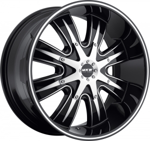 MKW M82 17X9 Gloss Black Machined Face Black Lip Machined Groove on Flange