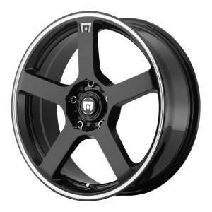 Motegi MR116 16X7 GLOSS BLACK WITH MACHINED FLANGE