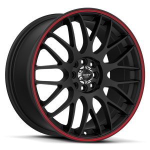 Ruff Racing R355 18X8 Flat Black with Red Pinstripe