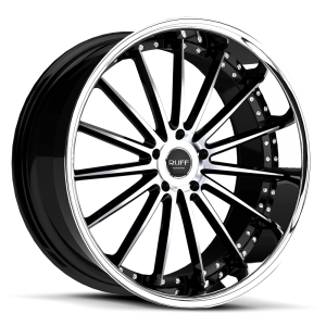 Ruff Racing R981 22X10 Gloss Black with Machine Face & Chrome Lip
