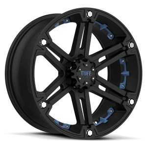 Tuff T-01 22X9.5 Flat Black with Blue Inserts