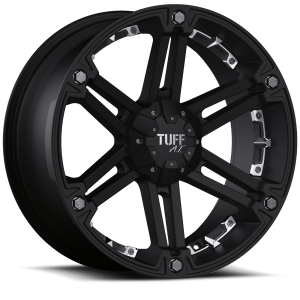 Tuff T-01 15X8 Full Flat Black with Chrome Inserts