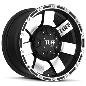 Tuff T-02 16X8 Flat Black with Machined Face & Flange
