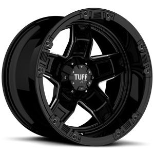 Tuff T-10 12in 20X12 Gloss Black with Milling