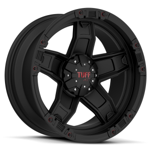 Tuff T-10 17X9 Flat Black with Red Accents