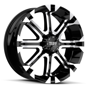Tuff T-13 22X9.5 Flat Black with Machined Face & Flange