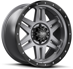 Tuff T-16 17X9 Satin Gunmetal with Satin Black