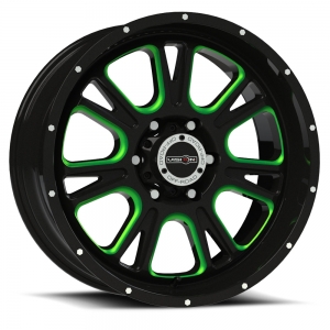 Vision 399 Fury 17X8.5 Gloss Black with Green Tint on Windows