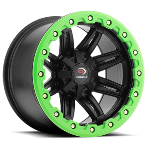 Vision 551 Five Five One 12X7 Matte Black w/ Green Lip Armor